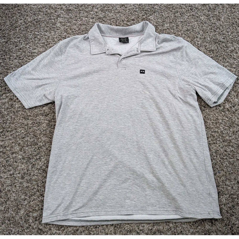 Oakley Polo Shirt Men's XL Short Sleeve‎ Gray Logo EUC
